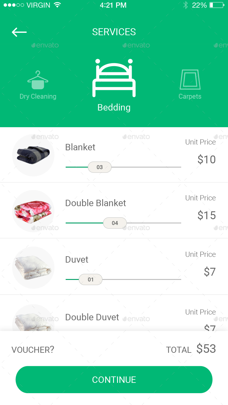 Laundry App UI Kit,  Elements GraphicRiver